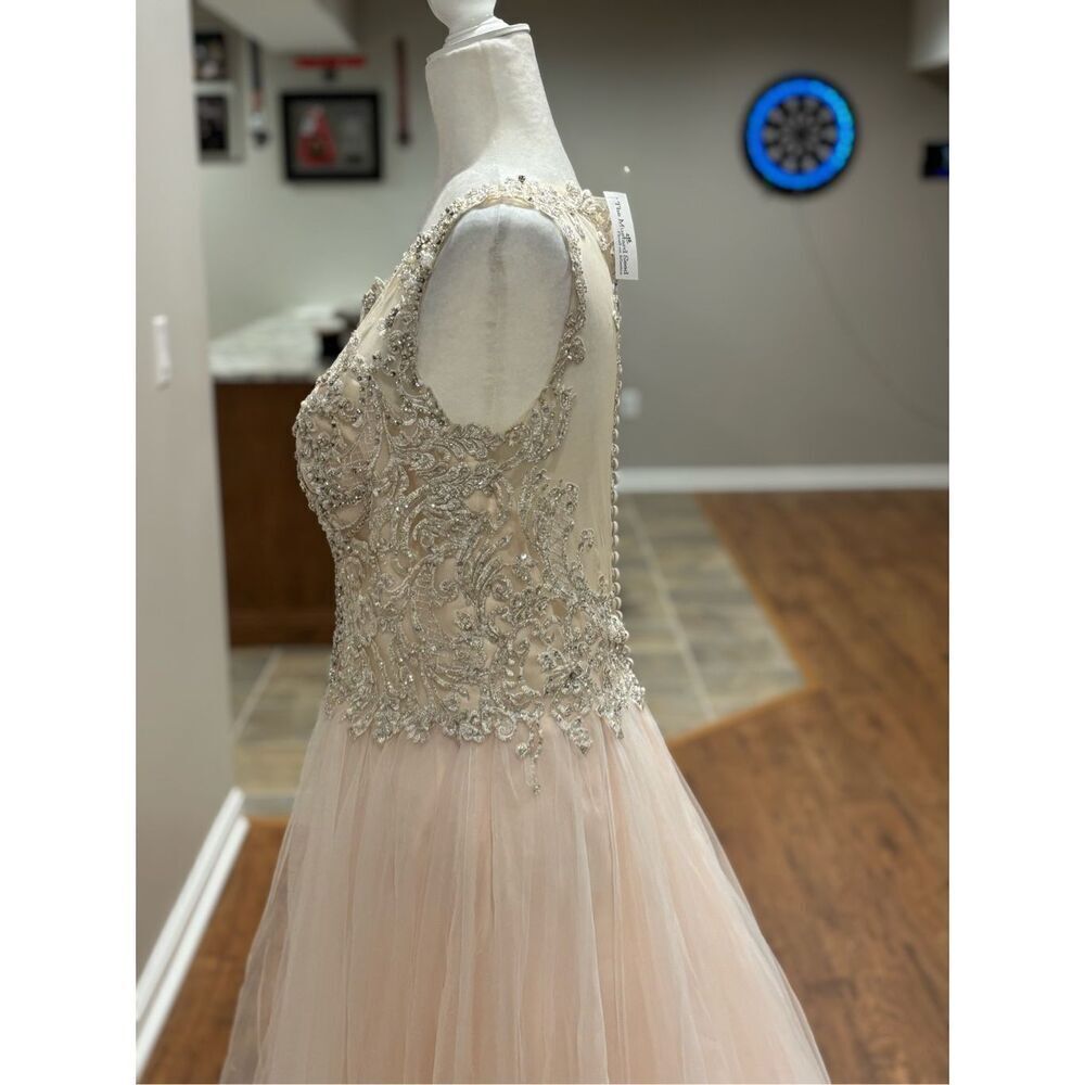 Rebecca Ingram Women's Amanda Lace Tulle Wedding Dress Ivory Blush Pink Size 14 - Picture 7 of 11